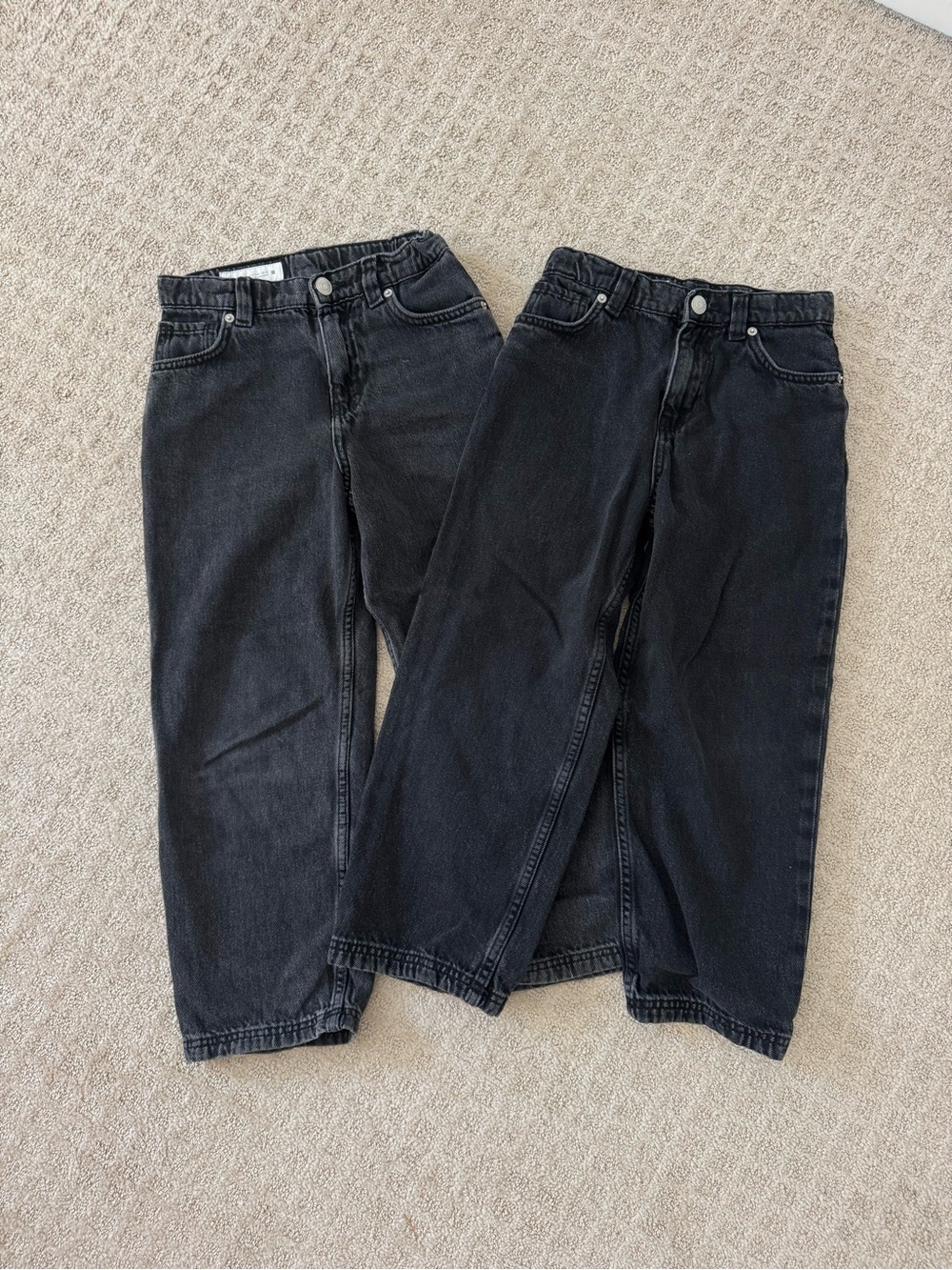 ZARA boys black colored wide leg denim jeans pants size 7 8 years